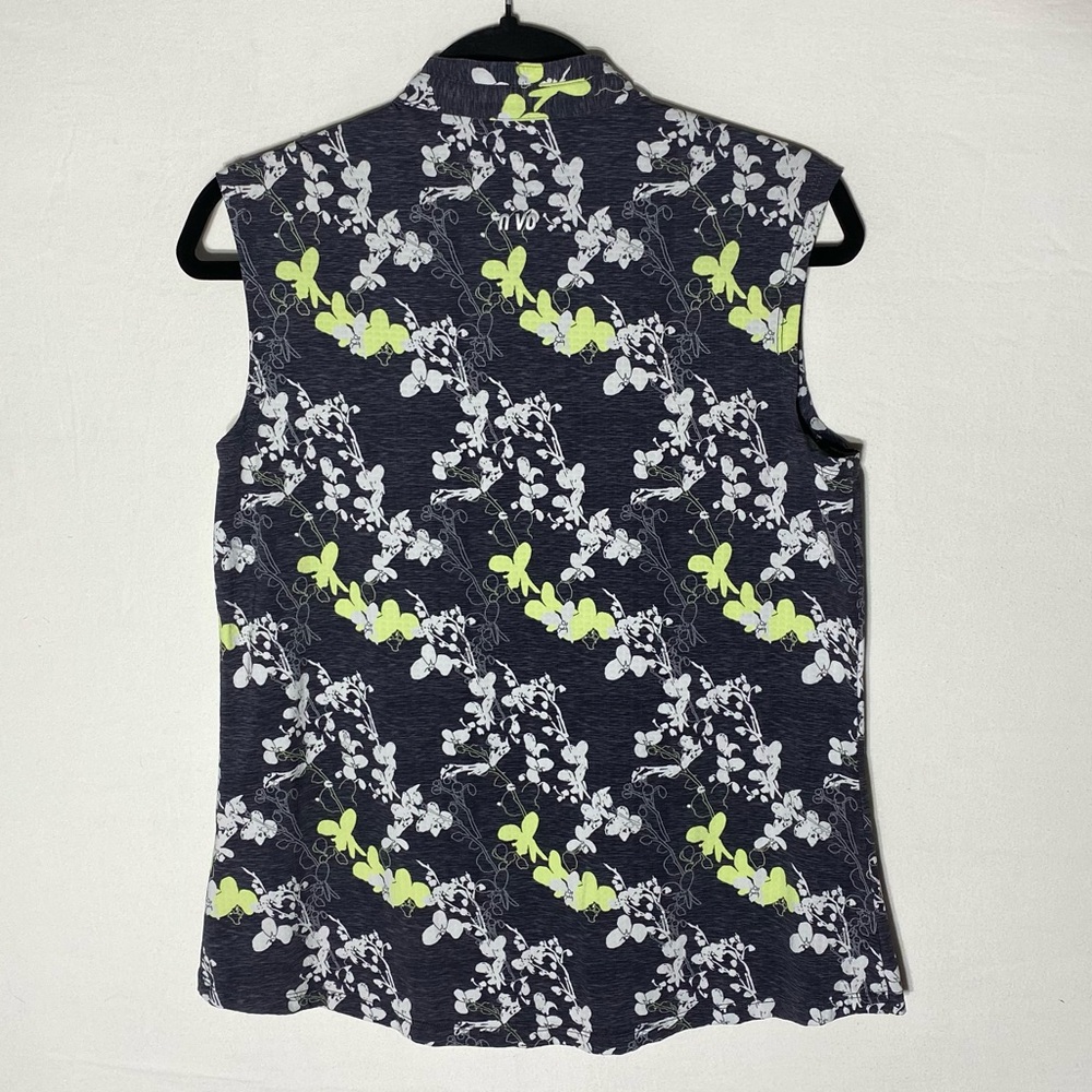NVO Black Yellow Floral Sleeveless Activewear Top L - Picture 2 of 13
